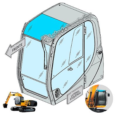 Vidro do Teto Escavadeira JCB JS200 Nacional (Laminado)