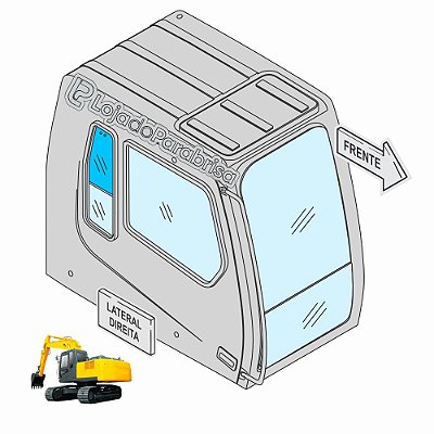 Vidro Superior Traseiro Direito Escavadeira Hyundai 71N6-02640