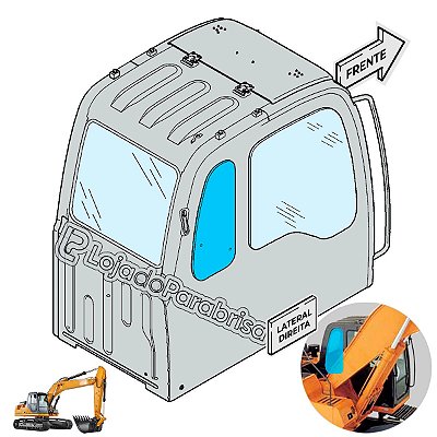 Vidro Lateral Traseiro Direito Escavadeira Case CX220B