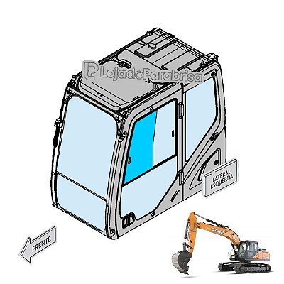 Vidro Superior da Porta Escavadeira Case CX220C / E215 Evo