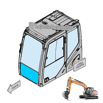 Vidro Parabrisa Inferior Escavadeira Case CX220C / E215 Evo