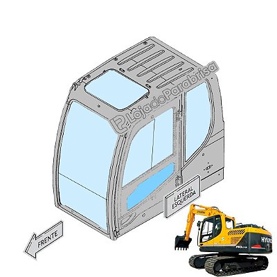 Vidro Inferior da Porta Escavadeira Hyundai R220LC Serie 9