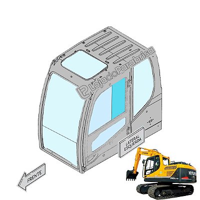 Vidro Janela Traseira da Porta Escavadeira Hyundai R220LC 9