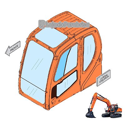 Vidro Superior da Porta Escavadeira Doosan DX225LC 90300070A