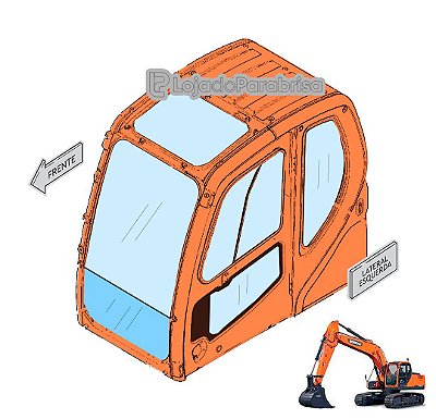 Vidro Parabrisa Inferior Escavadeira Doosan DX225LC Laminado
