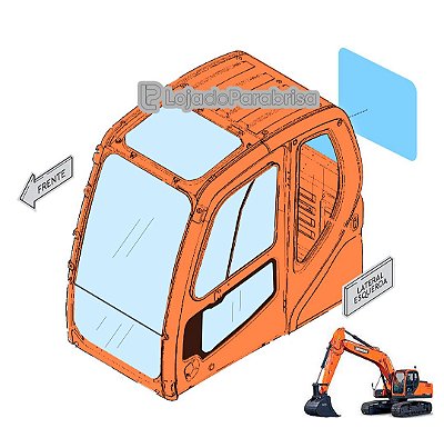 Vidro Vigia Traseiro Escavadeira Doosan DX225LC 903-00075
