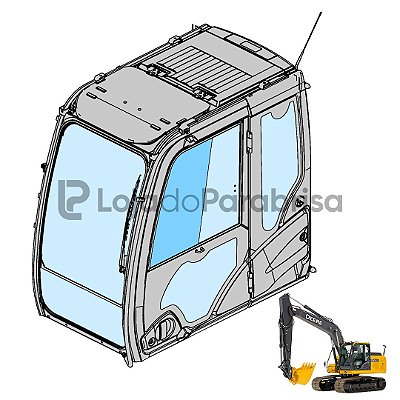 Vidro Superior da Porta Escavadeira Jonh Deere 210G 130G 350