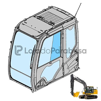 Vidro Janela Traseira Escavadeira Jonh Deere 210G 130G 350G
