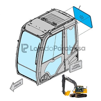 Vidro Vigia Traseiro Escavadeira John Deere 210G 130G 350G