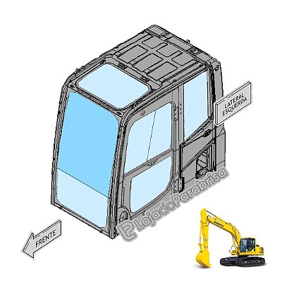 Parabrisa Superior Escavadeira Komatsu PC200-8 Laminado