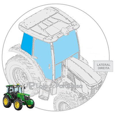 Vidro Janela Lateral Traseira Direita Trator John Deere 5078E