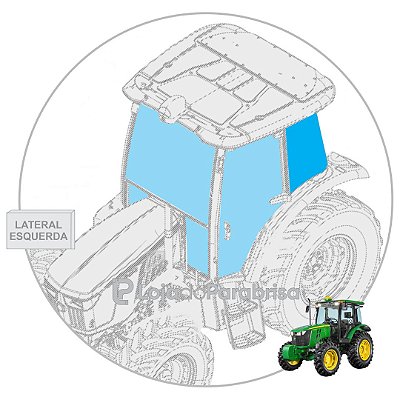 Vidro Janela Lateral Traseira Esquerda Trator John Deere 5078E