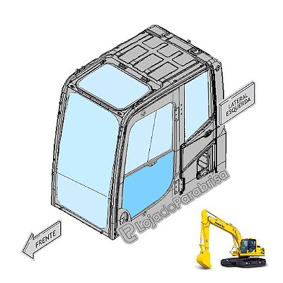 Vidro Inferior Porta Escavadeira Komatsu PC200-8 20Y5311451