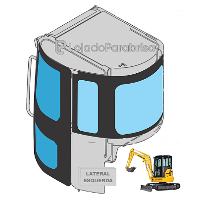 Vidro da Porta Esquerda Mini Escavadeira New Holland E27B