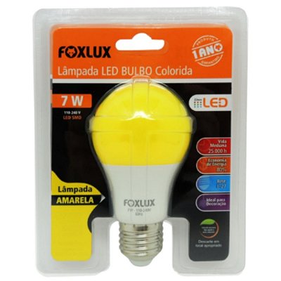 Lâmpada LED 7W Amarela Bivolt Foxlux