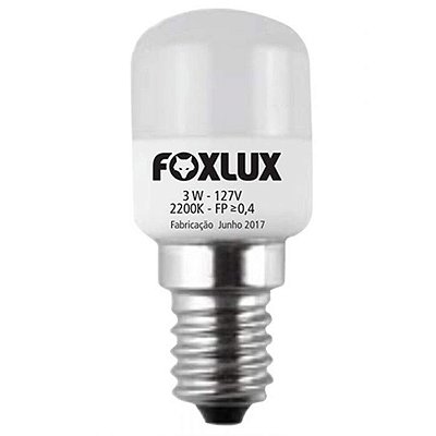 Lâmpada de LED para Geladeira 3W E-14 180 Lúmens Luz Amarela 127V Foxlux