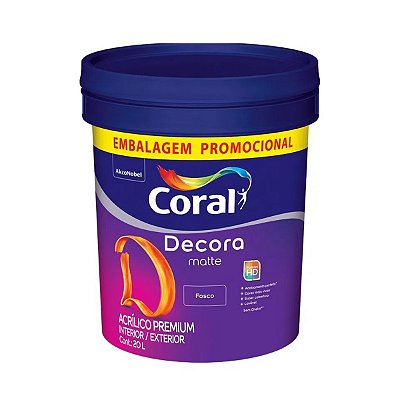 Tinta Acrílica Premium Fosca Decora Matte Branco Fosco 20L - Coral 908325