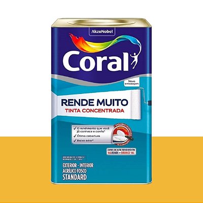 Tinta Standard Acrílica Fosco Rende Muito Amarelo Frevo 16L -  Coral