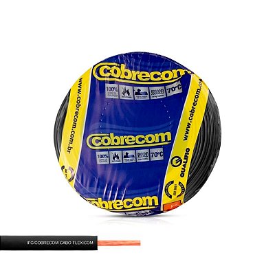 Cabo Flexível 1,5mm Preto Rolo com 100 Metros 750V Cobrecom