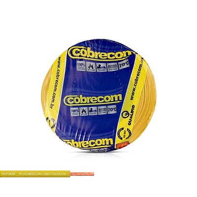 Cabo Flexível 1,00 mm Amarelo Rolo com 200 metros 750V Cobrecom