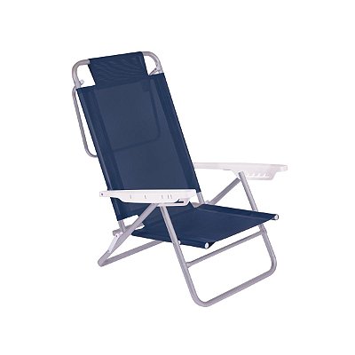 Cadeira Praia Aluminio Reclinavel Summer 2105 Azul Mor