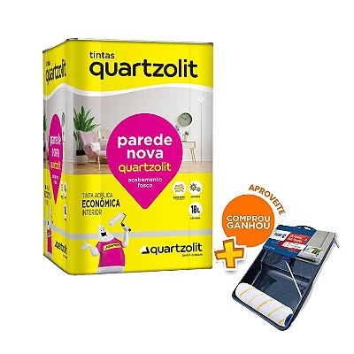 Tinta Acrílica Parede Nova Branco Neve 18L Quartzolit + Kit para Pintura 243478