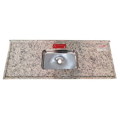 Pia de Granito Standard com Cuba de Inox 150cm Arebesco L.A Pias e Granitos