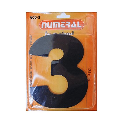 Numero Residencial Preto 3 125mm Numeral