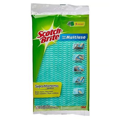 Pano Multiuso 58x33 com 5 Unidades Azul Scotch-Brite 3M