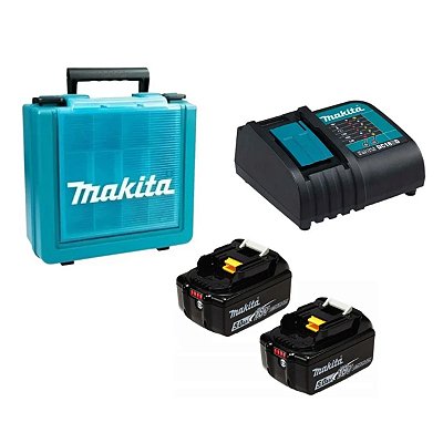 Kit com 2 Baterias 5,0AH BL1850B, Carregador 18V e Maleta Makita