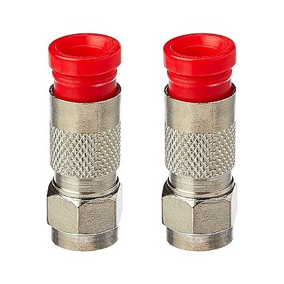 Conector para Cabo Coaxial Compressão RG59 Vermelho Com 2 Unidades Foxlux