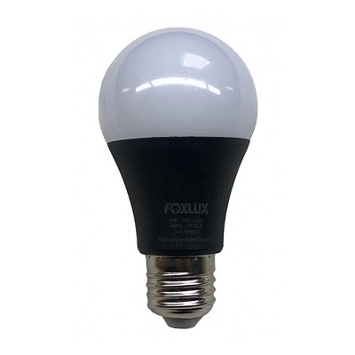 Lâmpada Bulbo 09W Luz Negra E27 Bivolt LED 90.107 Foxlux