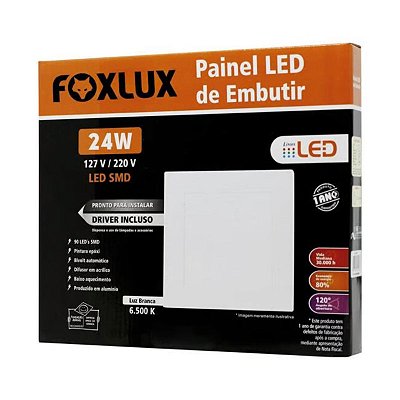 Painel Quadrado de Led 24W 3000K Embutir BIV LED90.55 Foxlux