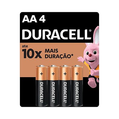 Pilha Alcalina AA Pequena com 4 Unidades Duracell