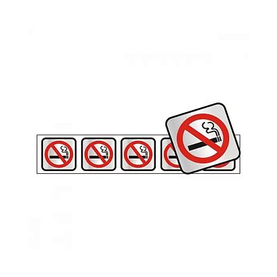 Placa em Alumínio Proibido Fumar 5 x 5cm Com 5 Peças 100Ch Sinalize