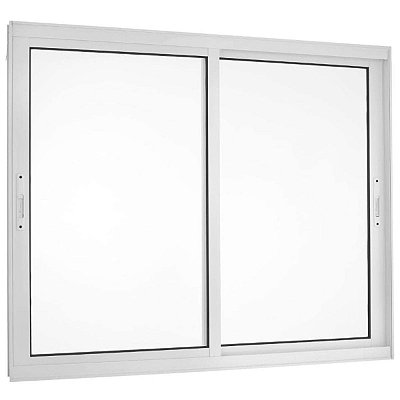 Janela de Correr 100x150 2 Folhas sem Grade Vidro Liso Alumínio Branco 5882 Esquadrisul
