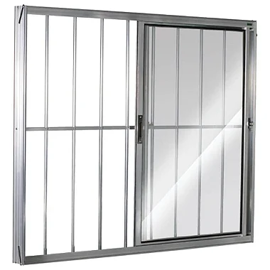 Janela de Correr 100x120 Direita 2 Folhas com Grade Vidro Liso Alumínio Brilhante 5540 Esquadrisul