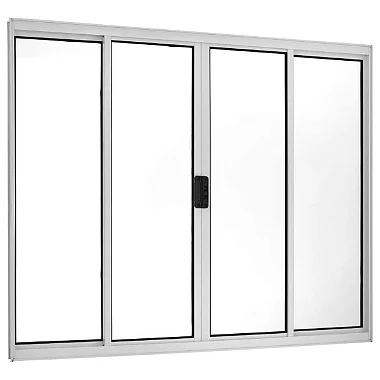 Janela de Correr 100x100 4 Folhas sem Grade Vidro Liso Alumínio Branco 5524 Esquadrisul