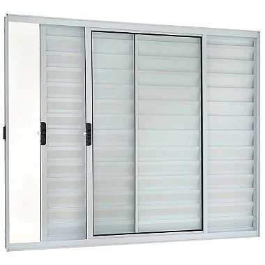 Janela Veneziana 100x100 3 Folhas sem Grade Vidro Liso Alumínio Branco 6271 Esquadrisul