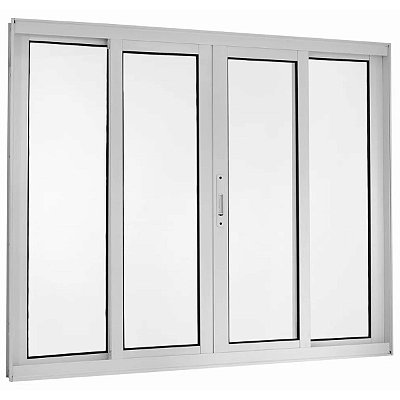 Janela de Correr 100x200 4 Folhas sem Grade Vidro Liso Alumínio Branco 5931 Esquadrisul