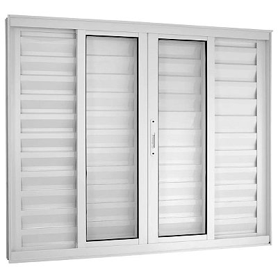 Janela Veneziana 100x200 6 Folhas sem Grade Vidro Liso Alumínio Branco 5967 Esquadrisul
