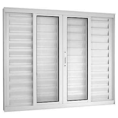 Janela Veneziana 120x200 6 Folhas sem Grade Vidro Liso Alumínio Branco 5969 Esquadrisul