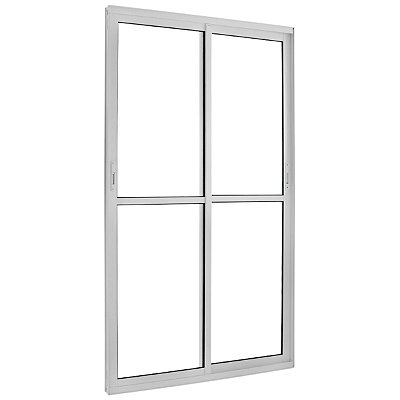 Porta de Correr 210x120 2 Folhas Vidro Liso Alumínio Branco 6019 Esquadrisul