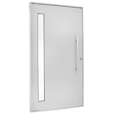Porta Lambril Pivotante 220x100 Direita Alumínio Branco com Puxador e Visor 10099 Esquadrisul