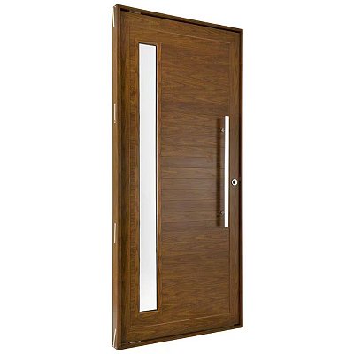Porta Lambril Pivotante 220x100 Direita Alumínio Cerejeira com Puxador e Visor 5779 Esquadrisul