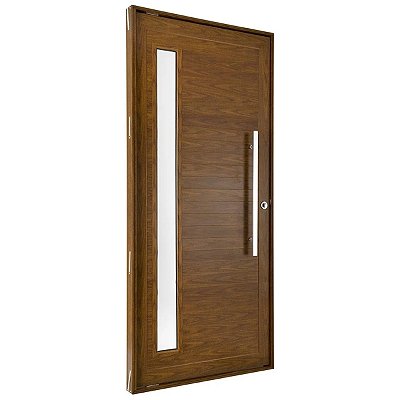 Porta Lambril Pivotante 220x100 Esquerda Alumínio Cerejeira com Puxador e Visor 5618 Esquadrisul