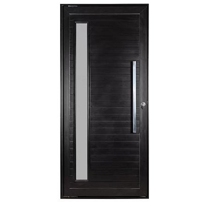 Porta Lambril Pivotante 220x100 Esquerda Alumínio Preto com Puxador e Visor 5643 Esquadrisul