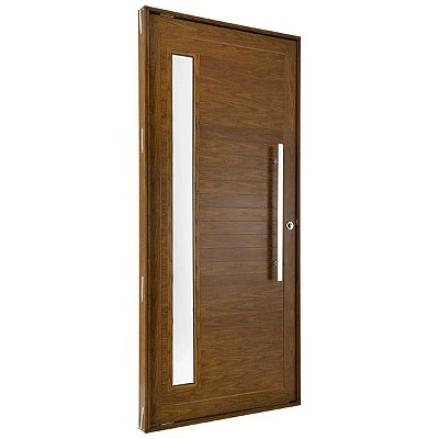 Porta Lambril Pivotante 220x120 Esquerda Alumínio Cerejeira com Puxador e Visor 5617 Esquadrisul
