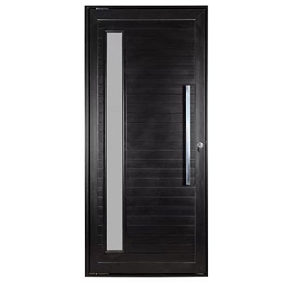 Porta Lambril Pivotante 220x120 Esquerda Alumínio Preto com Puxador e Visor 5663 Esquadrisul