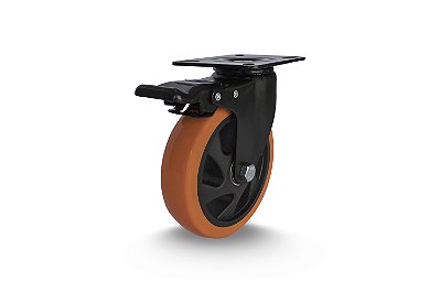 Rodizio 412 100mm Laranja Placa Giratoria Freio Glpbf 412 Bpa E 8077 Colson 283201